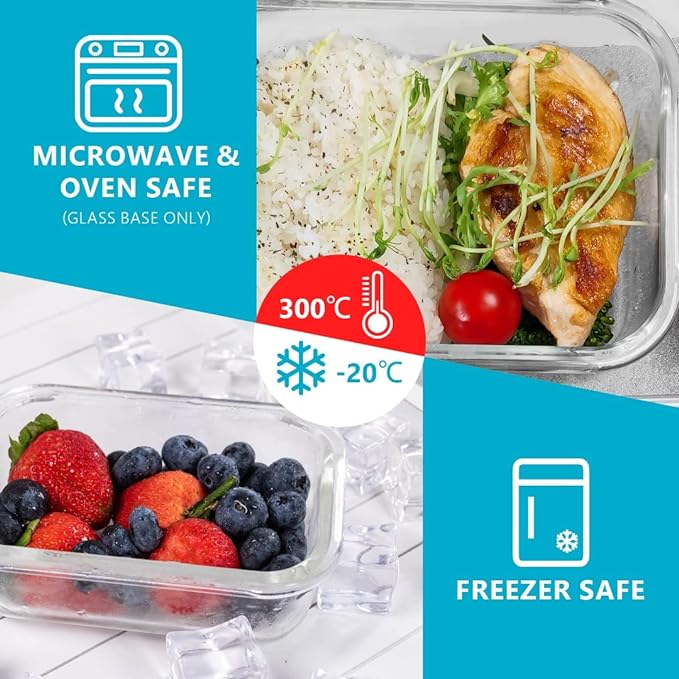 Glass Food Storage Containers with Airtight Lids - Assorted Sizes – 12 PACK