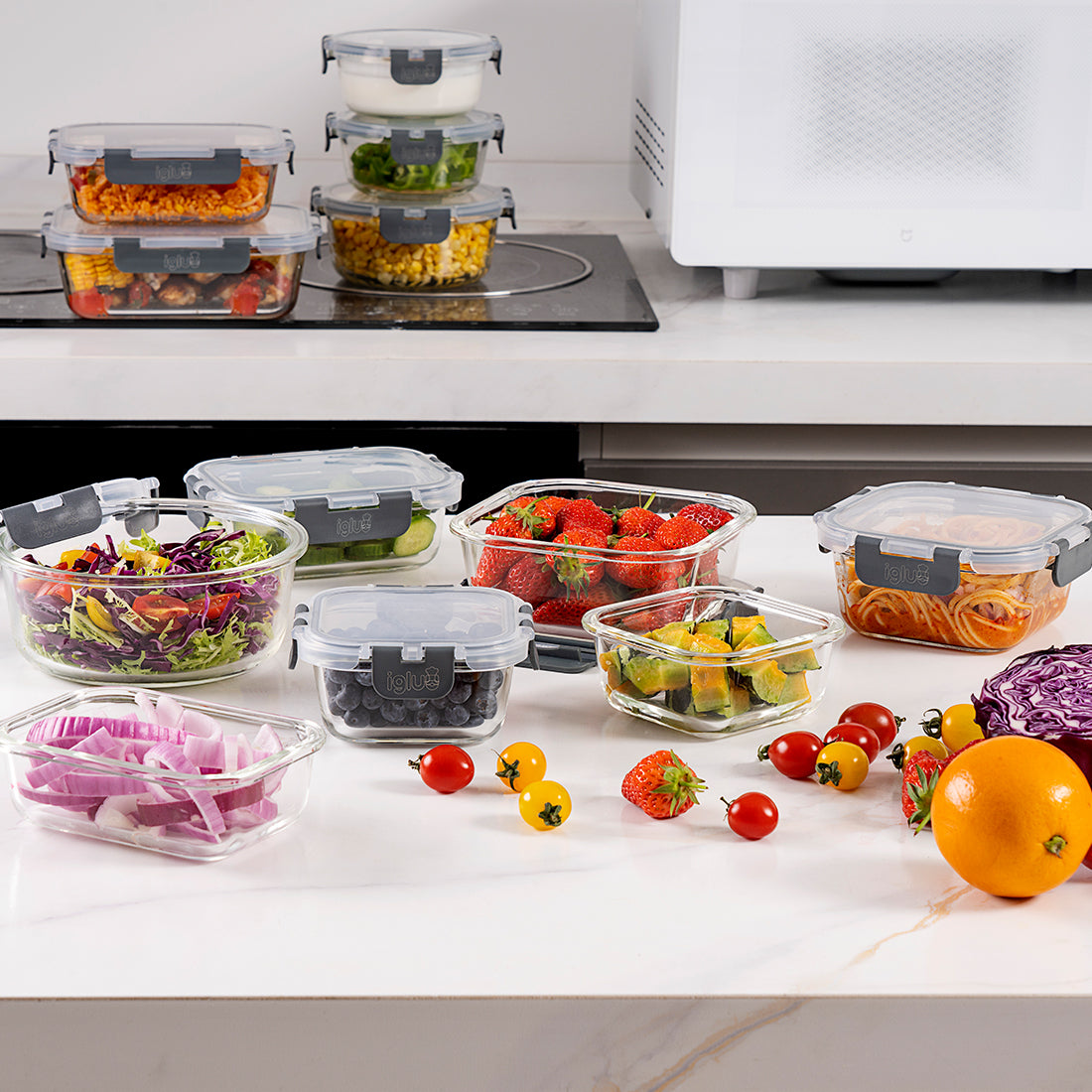 Glass Food Storage Containers with Airtight Lids - Assorted Sizes – 12 PACK