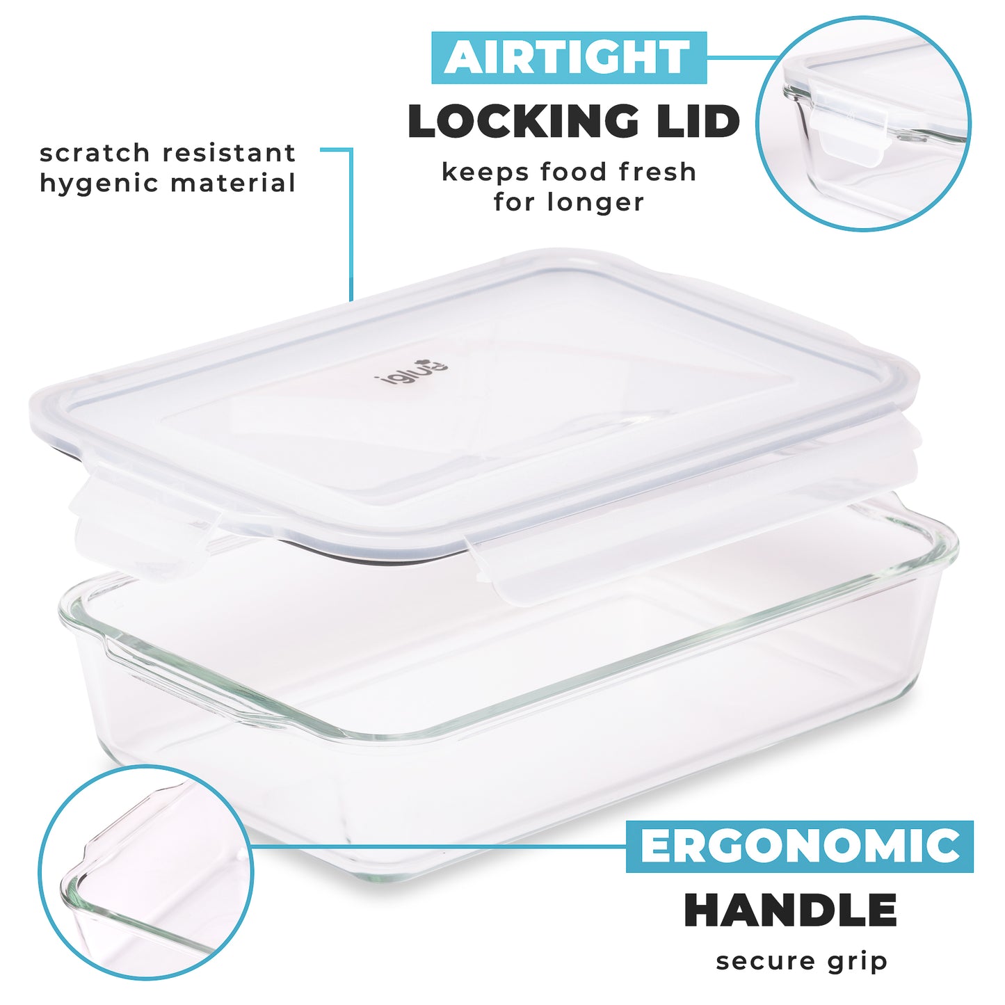 Borosilicate Glass Lasagne Dish with Lid - 2.2L