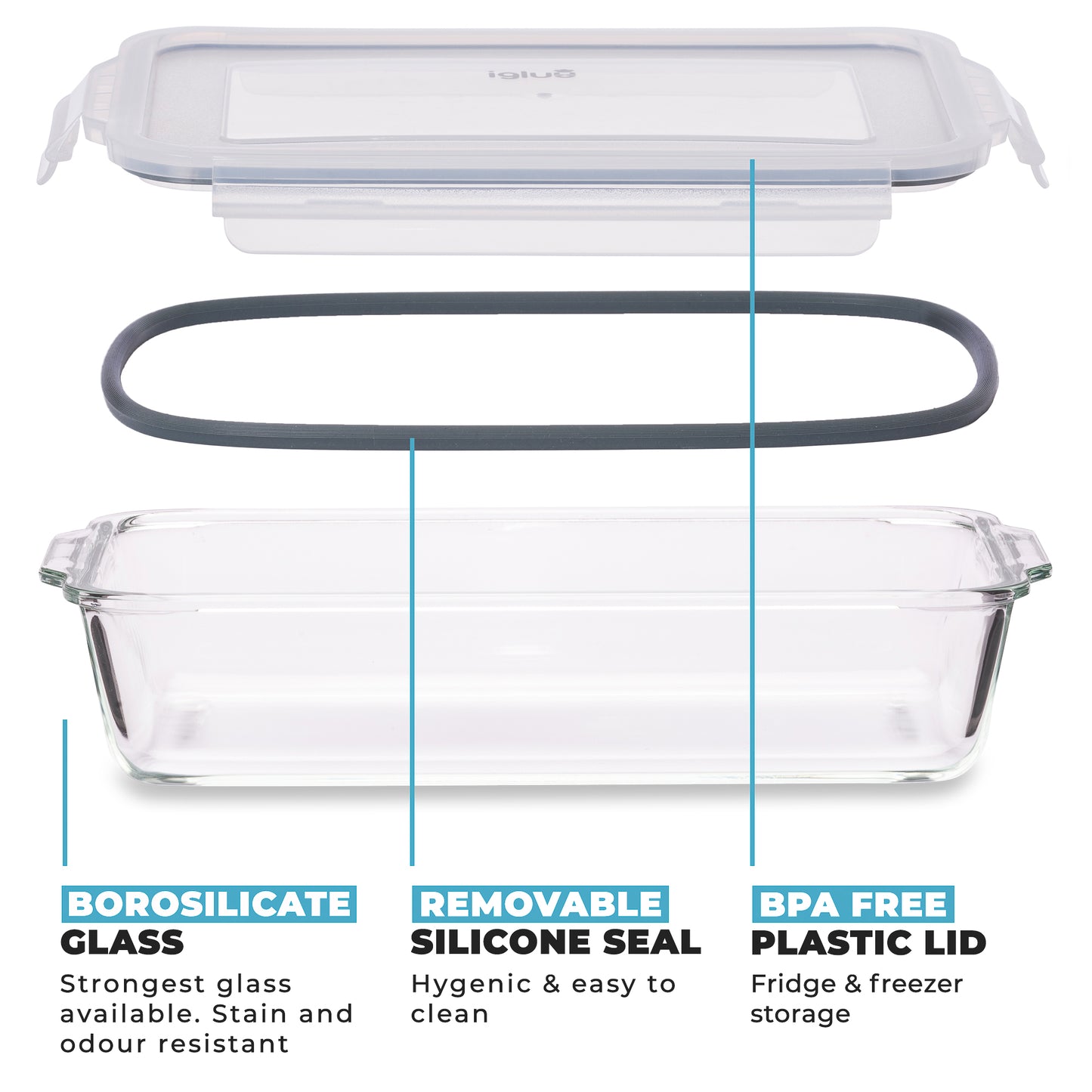 Borosilicate Glass Lasagne Dish with Lid - 2.2L