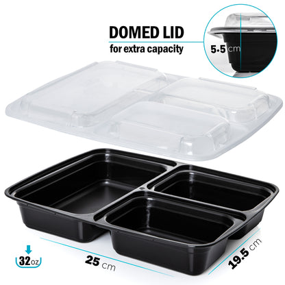 3 Compartment Meal Prep Food Containers with Airtight Lids
