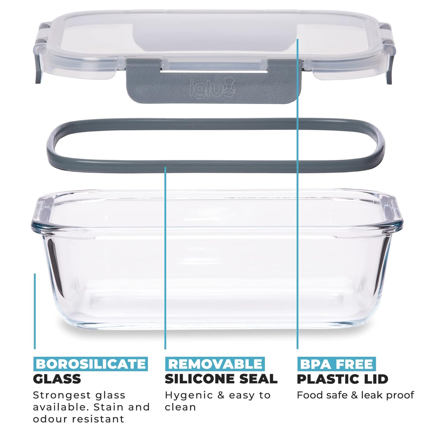 Glass Food Storage Containers with Airtight Lids - 640ml - 5 Pack