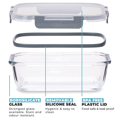 Glass Food Storage Containers with Airtight Lids - 640ml - 5 Pack