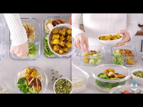 3 Compartment Glass Meal Prep Containers with Locking Lids - 3 Pack