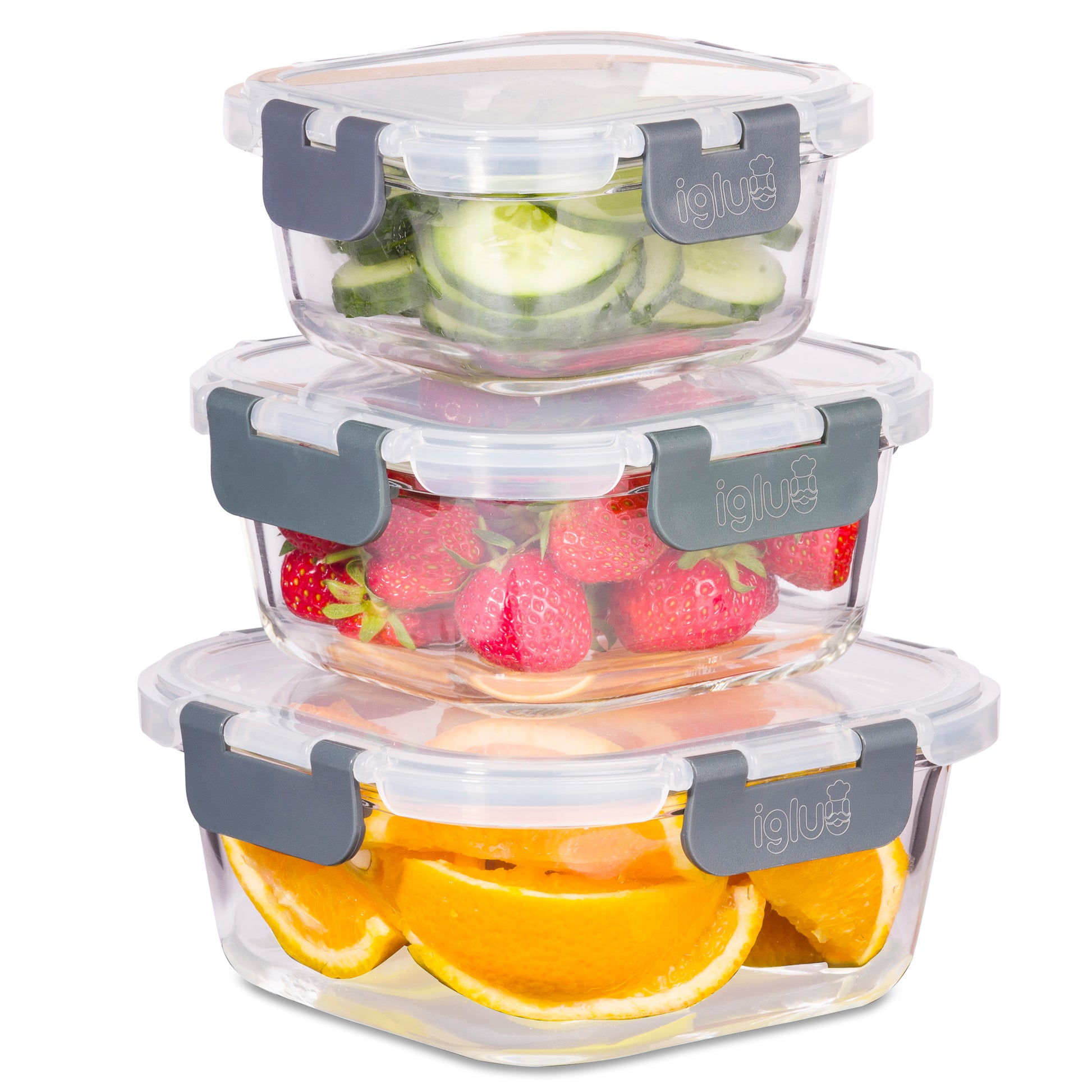 Igluu Glass Meal Prep Containers with Lids [3Pack] 1050ml